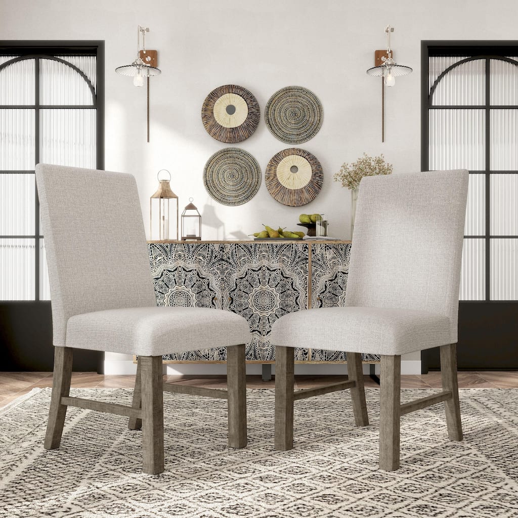 Furniture of America Jusk Rustic Grey Fabric Upholstered Dining Chairs (Set of 2)