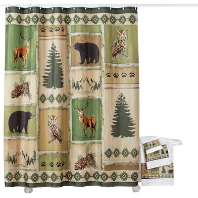 Northwoods Patchwork Aztec Border Shower Curtain