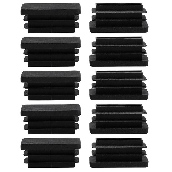 10 x 30mm Plastic Rectangle Ribbed Tube Inserts End Cover Cap Furniture Glide Chair Feet Floor Protector 10pcs