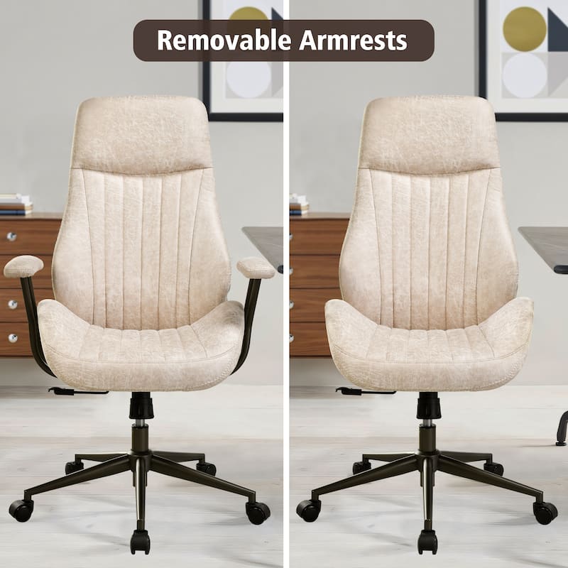 OVIOS Suede Fabric Ergonomic Office Chair High Back Lumbar Support