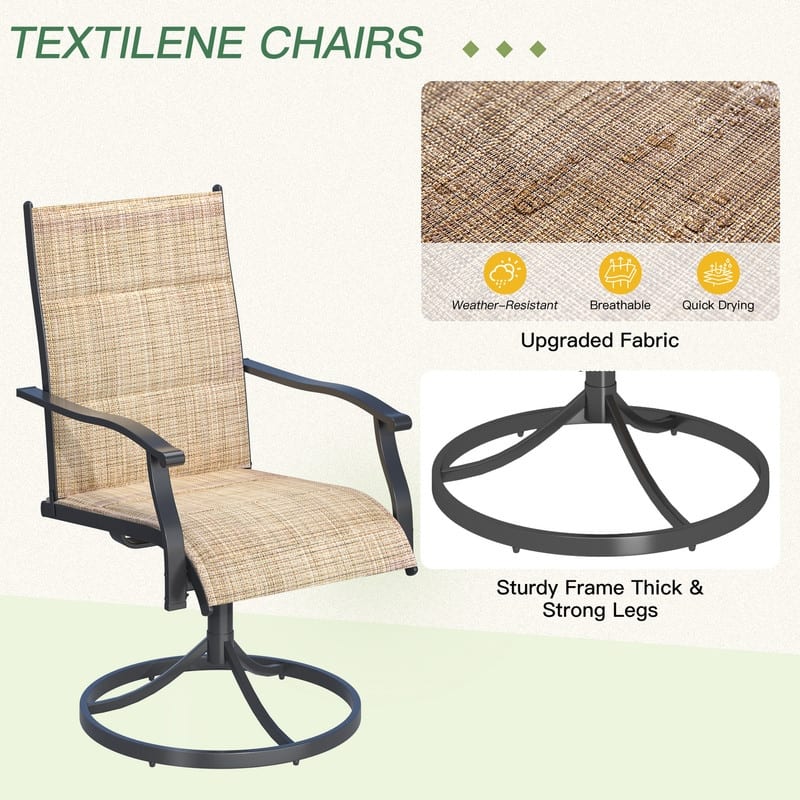 Patio Dining Set, Outdoor Dining Table and Chairs Set with Textilene Chairs, Adjustable Umbrella Hole for Garden, Backyard