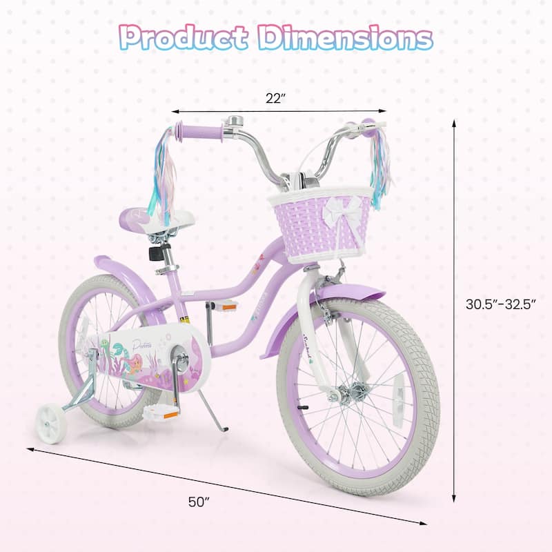 Gymax 18'' Kids Bike Toddler Bicycle w/ Training Wheels Hand & Coaster