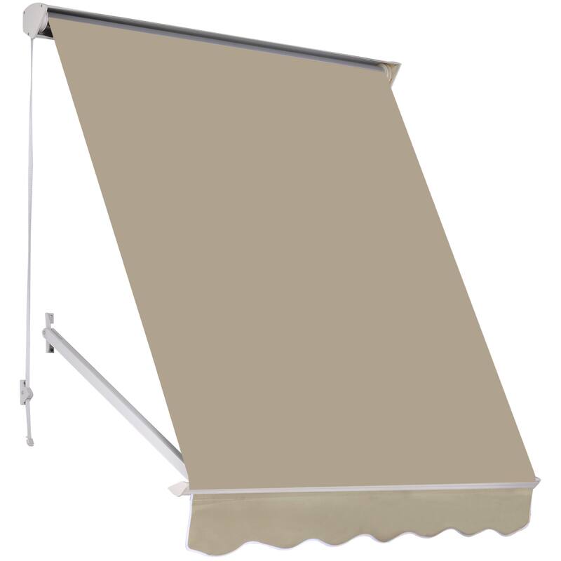 6' Drop Arm Manual Retractable Window Awning Sun Shade Shelter for Patio Balcony Outdoor, Aluminum, Cream White