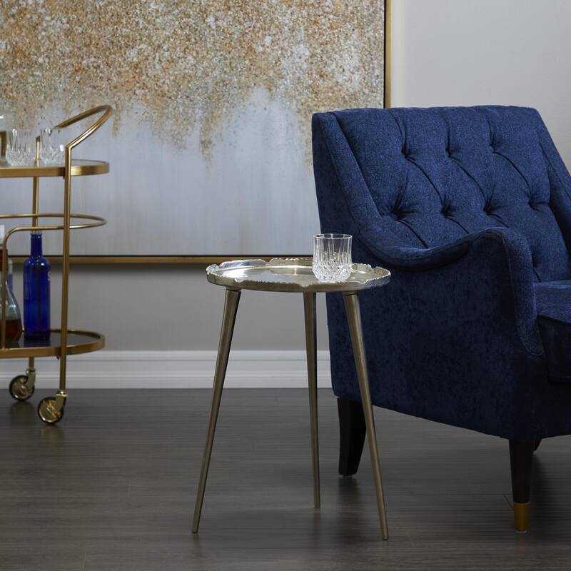 Aluminum Metal Side End Accent Table with Tray Top - Silver, Gold, Black - Roche River Decor