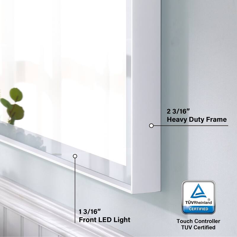 Wall Mounted Bathroom Heavy Duty Framed LED Mirror With bright light And And Memory Function