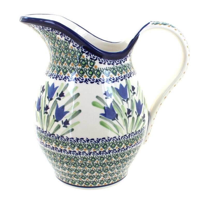 Blue Rose Polish Pottery 1160 Zaklady Pitcher - Blue Tulip