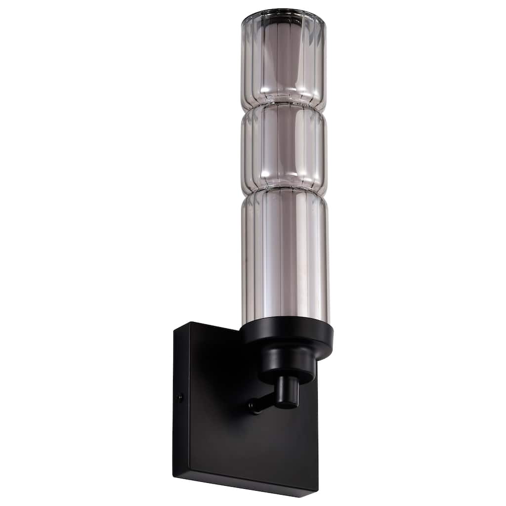 Evander LED Wall Sconce Matte Black Finish Smoked Glass - Matte Black