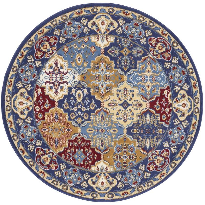 Liyin Power Loomed Distressed Geometric Non Skid Stain Resistant Area Rug By HomeRoots - 63' X '63' X '0.5