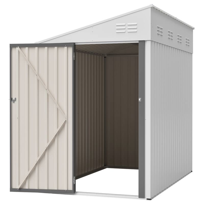 4x7 Foot Lean-To Shed, Heavy-Duty Steel Outdoor Storage for Garden Tools & Bicycles