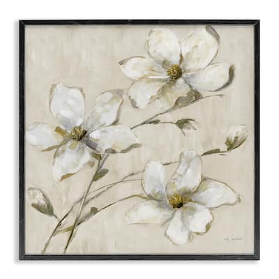 Stupell Neutral Tone Dogwood Flowers Framed Giclee Art Design By Sally Swatland