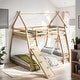 preview thumbnail 1 of 22, Artsy Twin over Queen House Bunk Bed with Climbing Nets and Climbing Ramp, Maximized Space & Playful Design Natural