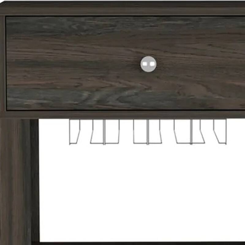 HomeRoots Espresso Rolling Bar Cart With Wine Storage - 23.62 in. x 39.37 in. x 13.98 in.