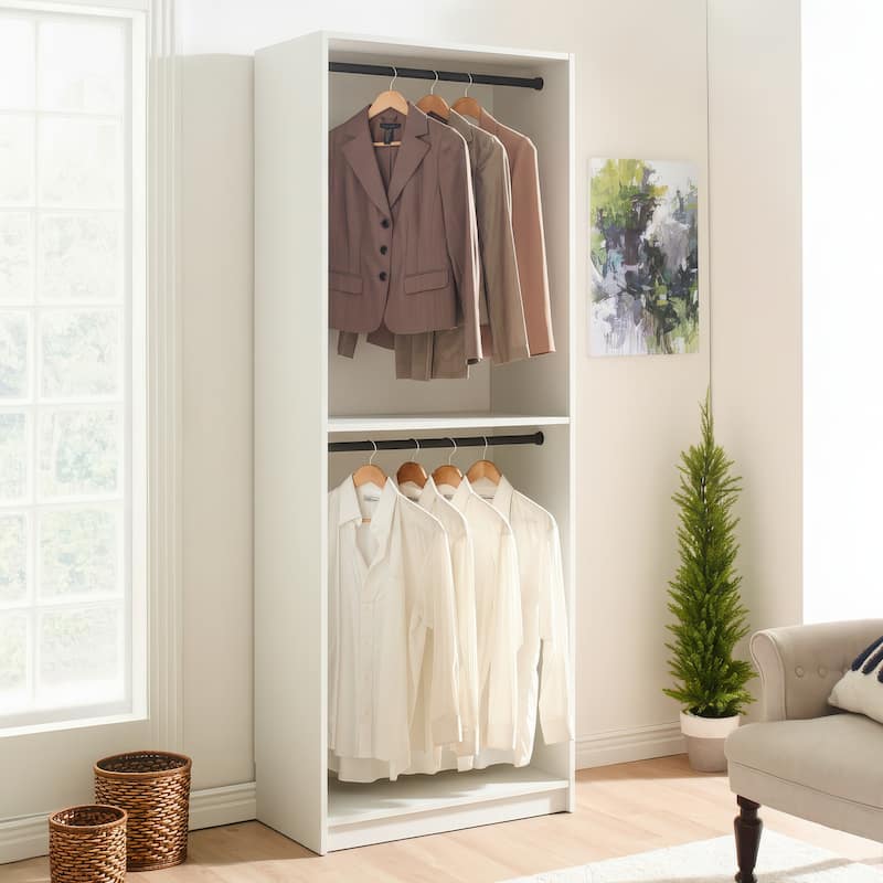 Prosper 32" White Wood Walk-in Closet with Two Rods - 31.4"W x 15.7"D x 83" H