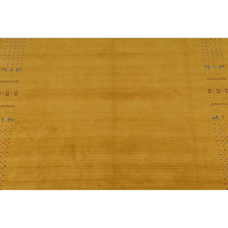 Tribal Yellow Gabbeh Indian Rug Hand-Knotted Oriental Wool Carpet - 8'4"x 10'0"