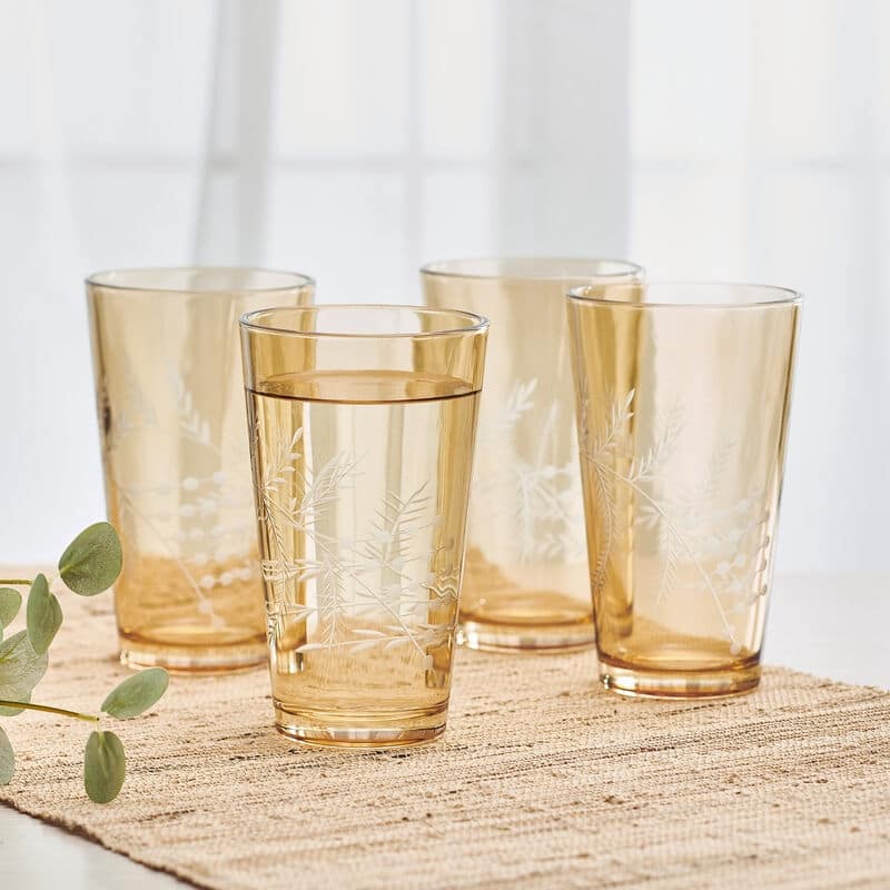 Fitz & Floyd Wildflower Set of 4 Gold Glasses