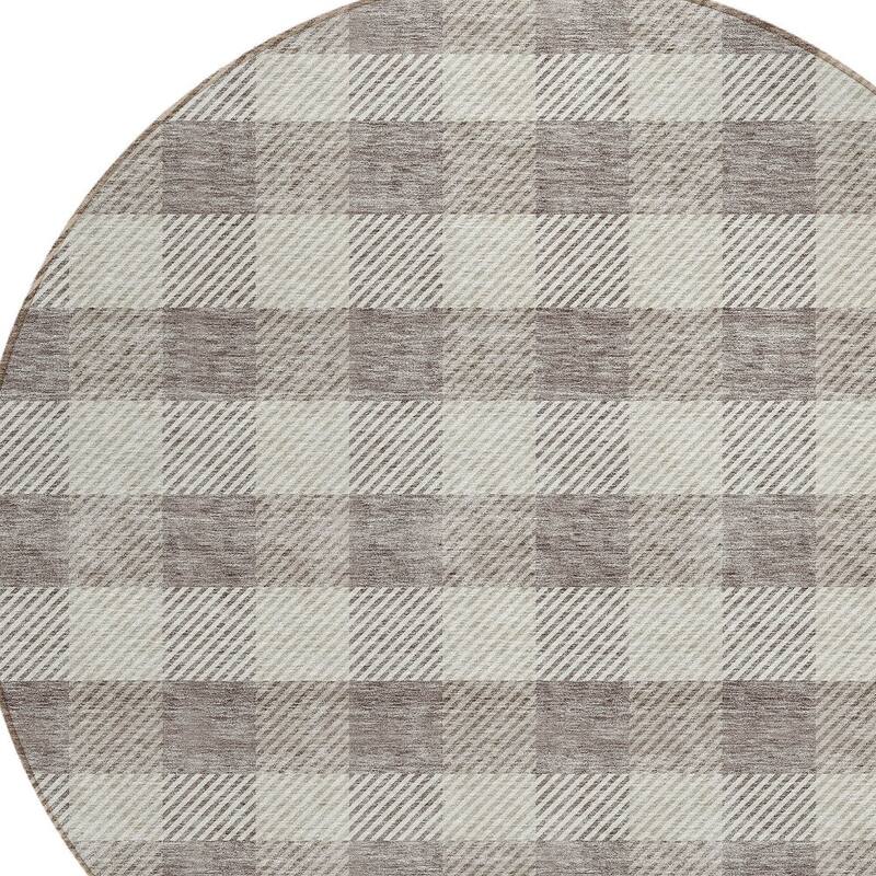 HomeRoots Plaid Transitional Rectangle Outdoor Rug