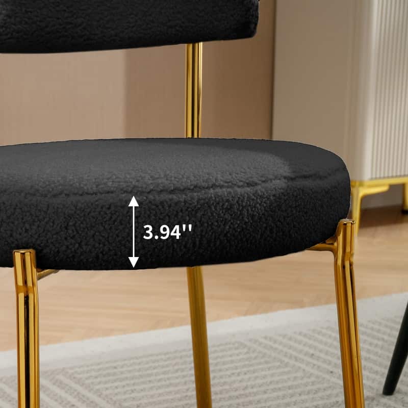 Mixoy 20"Counter Height Bar Stools,Modern Teddy Fleece Bar Stools,Velvet Dinning Chair with Metal Legs for Kitchen Island