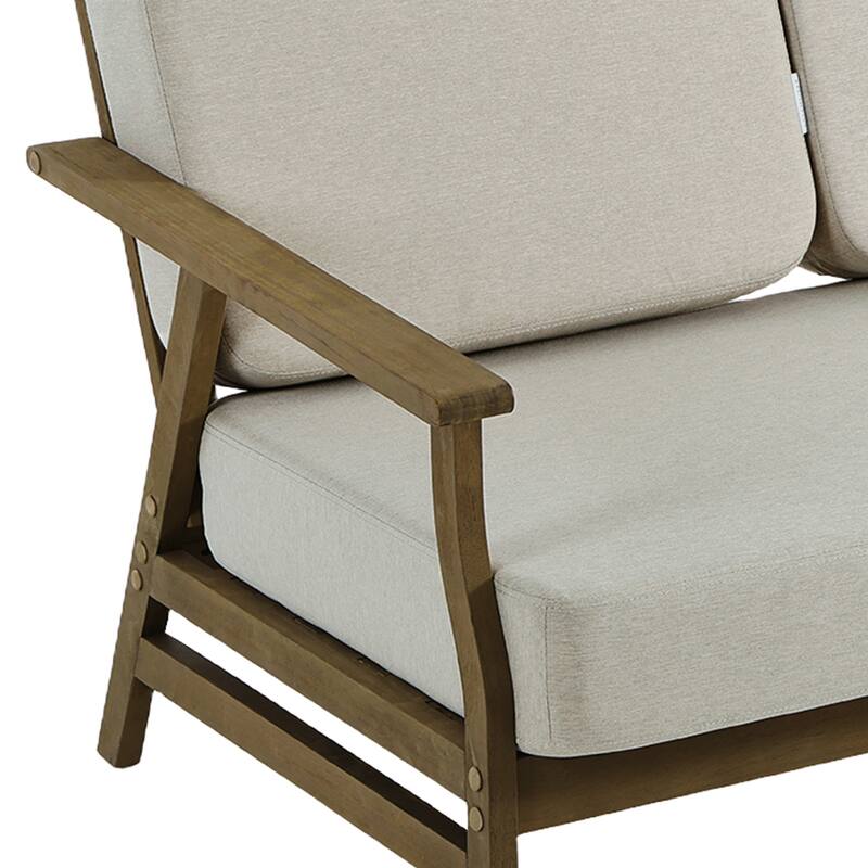 Modern Wood Cushioned 5-Piece Outdoor Patio Conversation Set