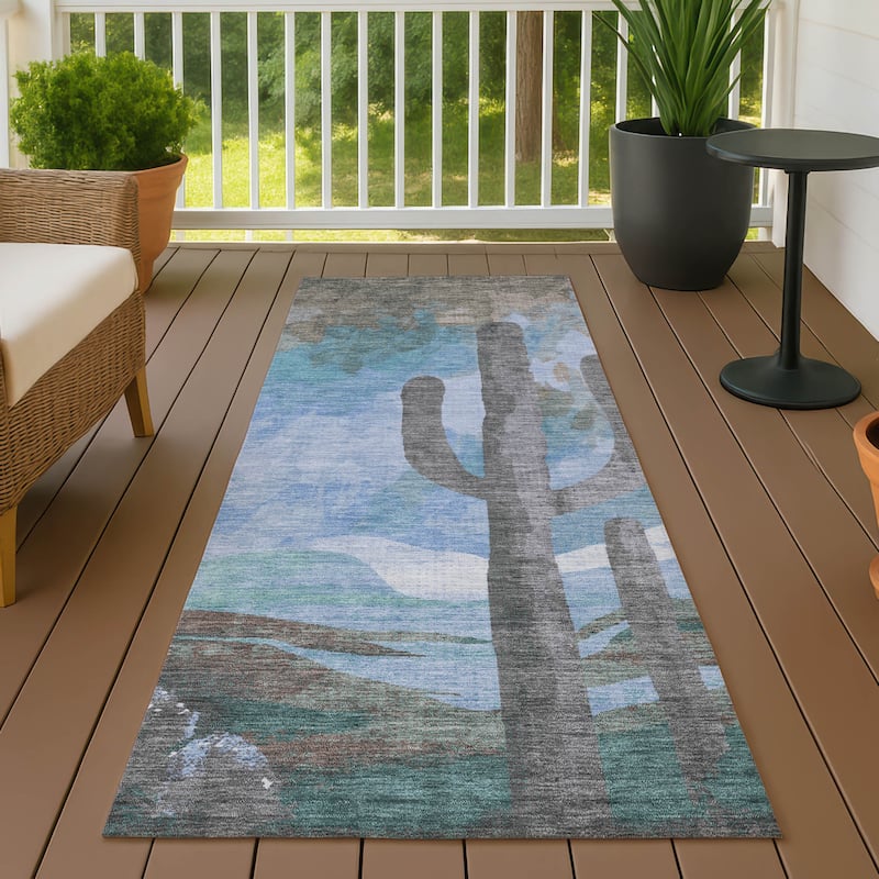 Machine Washable Indoor/ Outdoor Desert Inspiration Chantille Rug - Brown - 2'3" x 7'6"