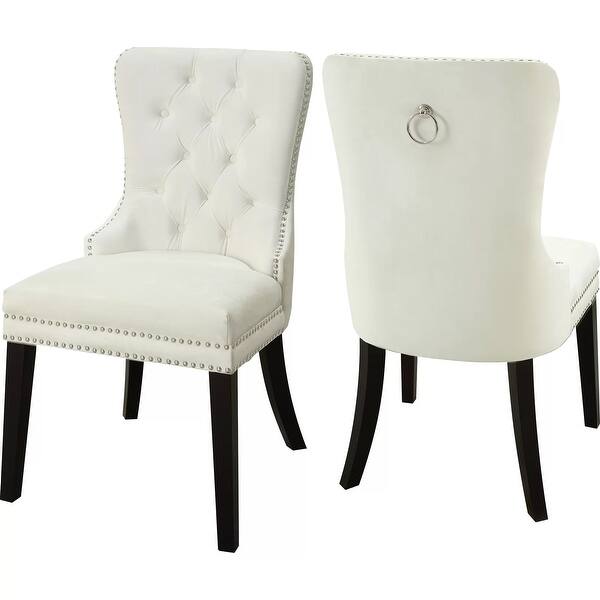 White ButtonTufted Velvet Chair Set Of 2 Bed Bath & Beyond 33335595