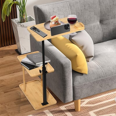3 Layer C-Shaped End Table for Couch Arm - 35.5"L x 15.7"W x 76.5"H