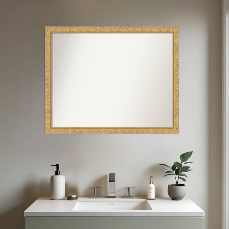 Lila Non-Beveled Wood Framed Bathroom Vanity Wall Mirror