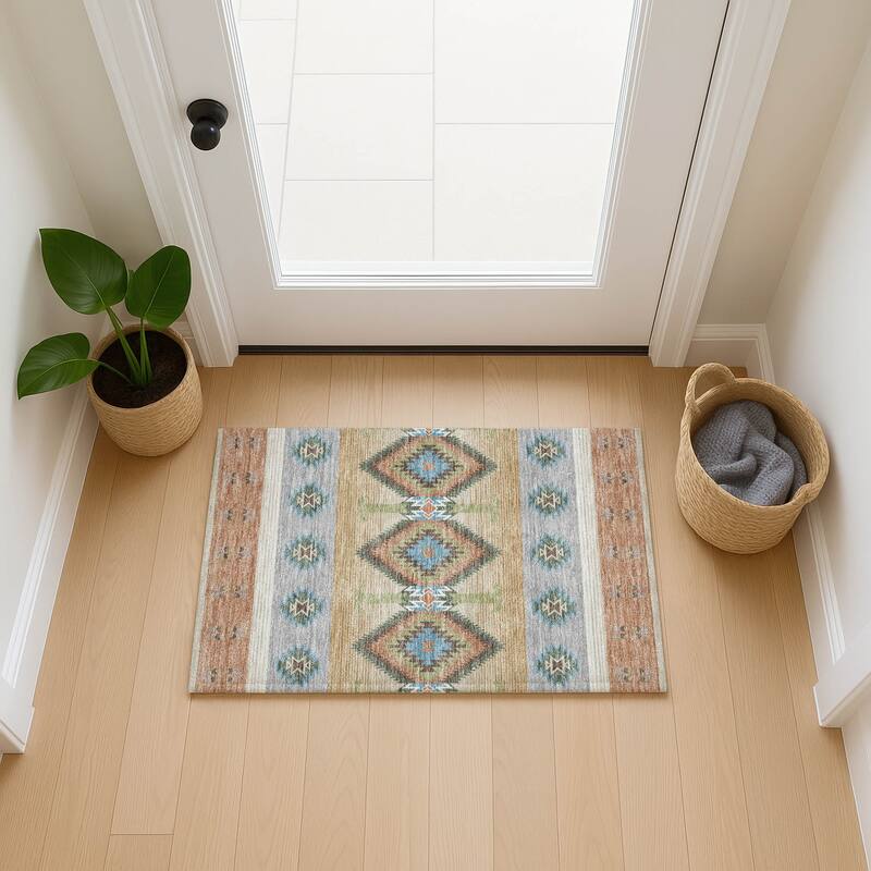 Machine Washable Indoor/ Outdoor Global Chennai Chantille Rug