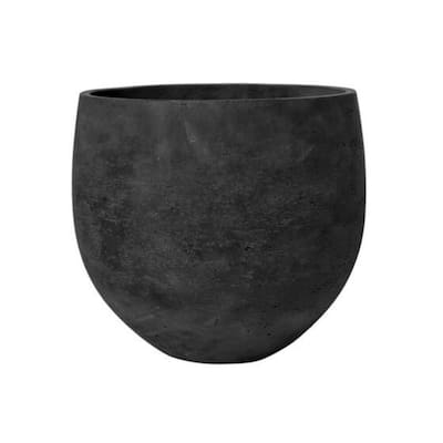 Pottery Pots 15.35"W Round Black Washed Fiberclay Indoor Outdoor Mini Orb Planter