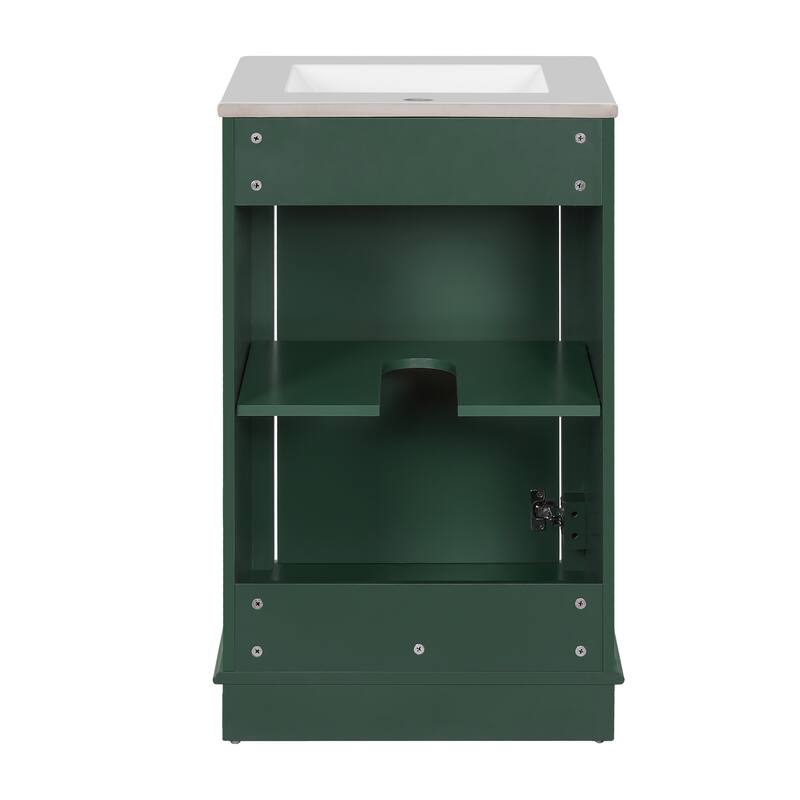 20'' Freestanding Bathroom Vanity with White Integrated Ceramic Sink - 20.1'' x 18.4'' x 33.8''