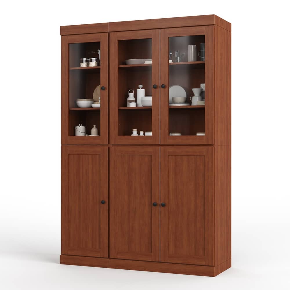 Palace Imports 100% Solid Wood Pantry China Cabinet, Shaker & Clear Glass Doors, Adjustable Shelves, 48.5" Wide, 71.5" Tall