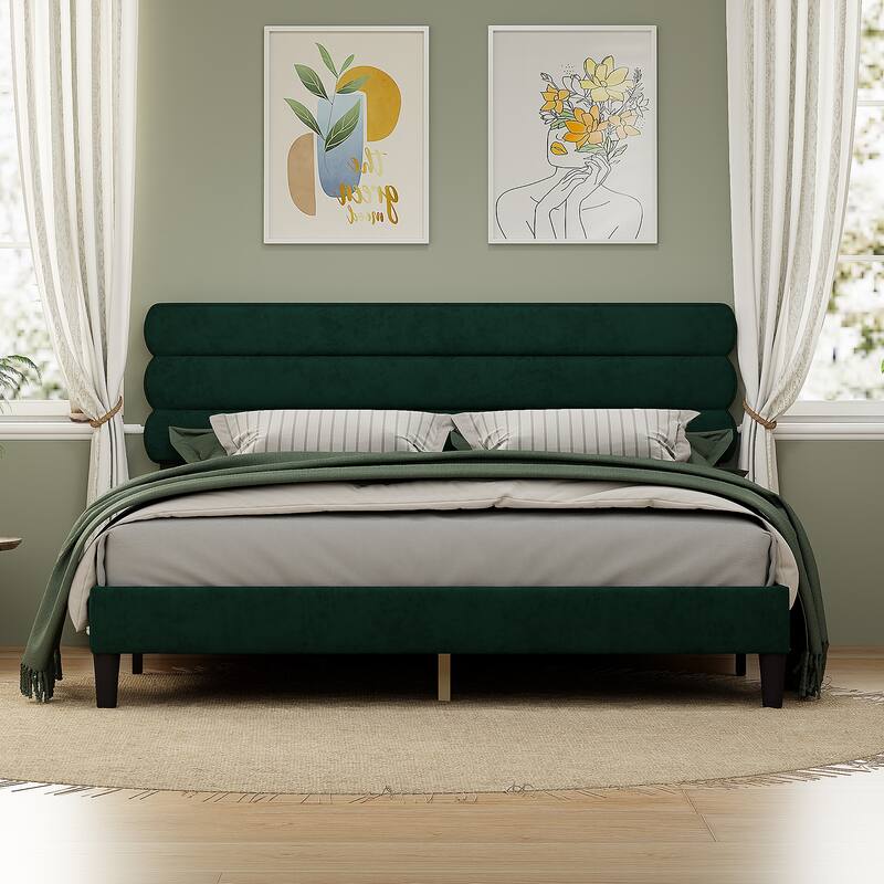 King Bed Frame with Headboard,Sturdy Platform Bed with Wooden Slats Support,No Box Spring,Mattress Foundation,Easy Assembly