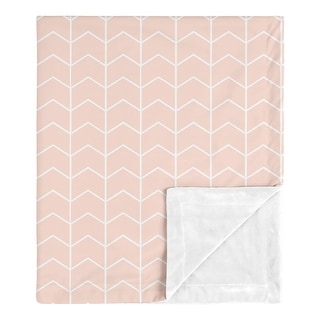 Pink Chevron Arrow Girl Baby Receiving Security Swaddle Blanket - Blush and White Watercolor Elephant Safari Collection