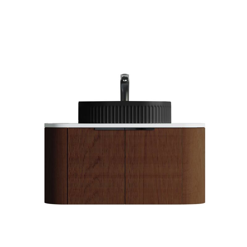 Dillon 36" Single Vanity 5 Pc Combo - Walnut with Black Sink