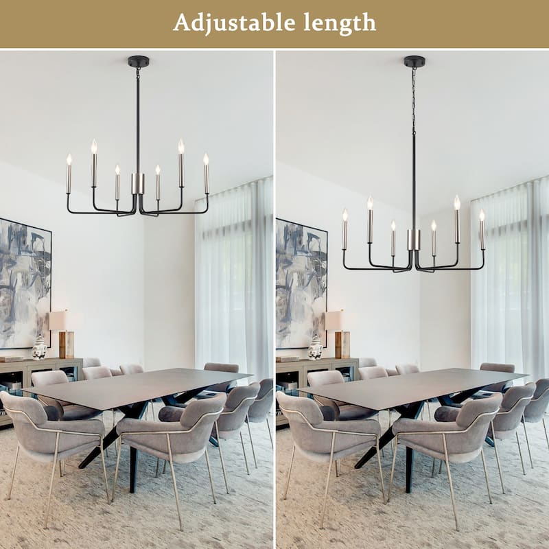 6-Light 29.52-inch Farmhouse Candle Chandelier for Foyer Kitchen Bedroom