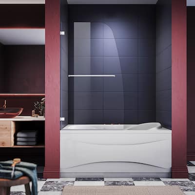 Elegant Shower Doors for Bathtub 34" W x 58" H Pivot Hinged Tub Door Screen with 5/16" Glass in Chrome Finish(Exclud Bathtub)