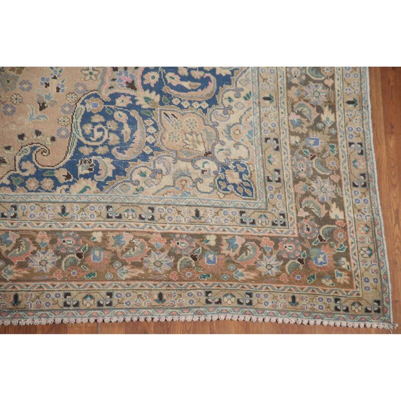 Hand Knotted Oriental 100% Wool Carpet Traditional Floral Coral Mashad Area Rug - 11' 2'' X 7' 11''