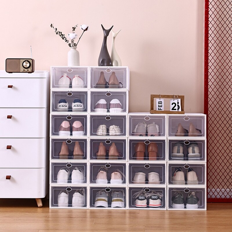 Clear Plastic Stackable Shoe Storage Boxes