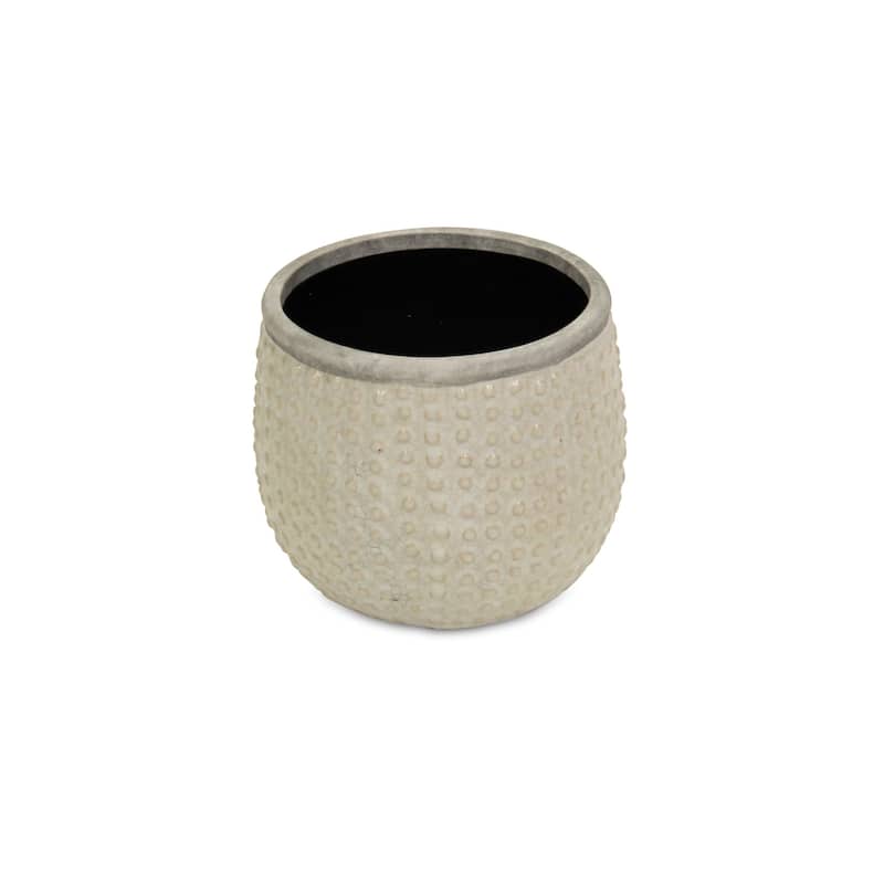 HomeRoots 6" Beige Dot Ceramic Indoor Outdoor Round Pot Planter