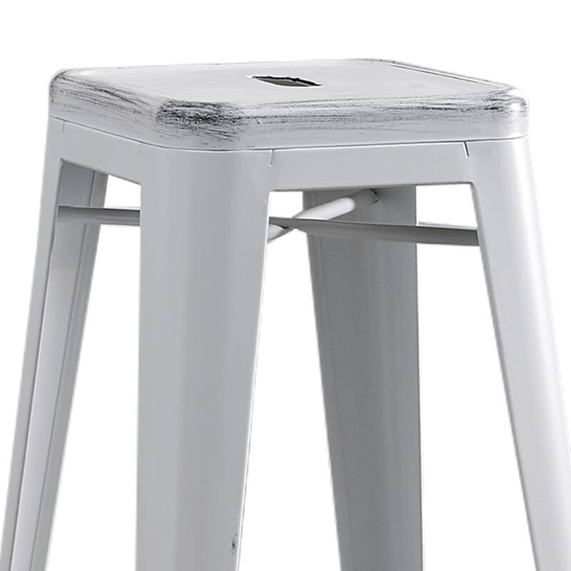 AC Pacific 30 In Metal Backless Barstool Set of 2