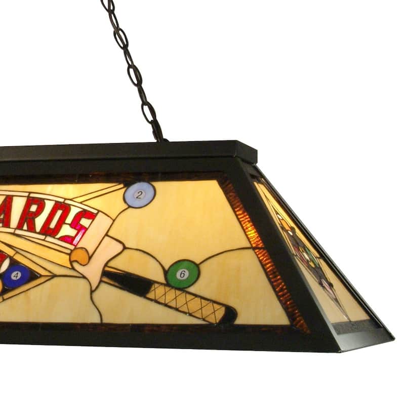 Springdale 43.75"W Billiards Pool Table Art Glass Island Hanging Fixture - Multi-Colored