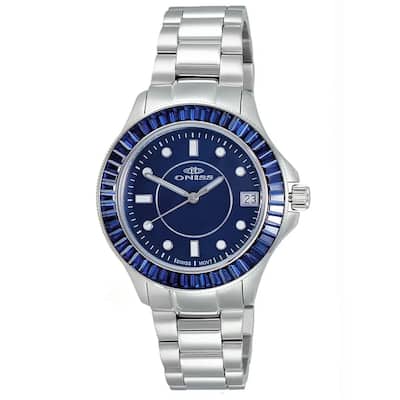 Oniss Women's Crown Blue Dial Watch - ON7323-10LBU - 6 (36)