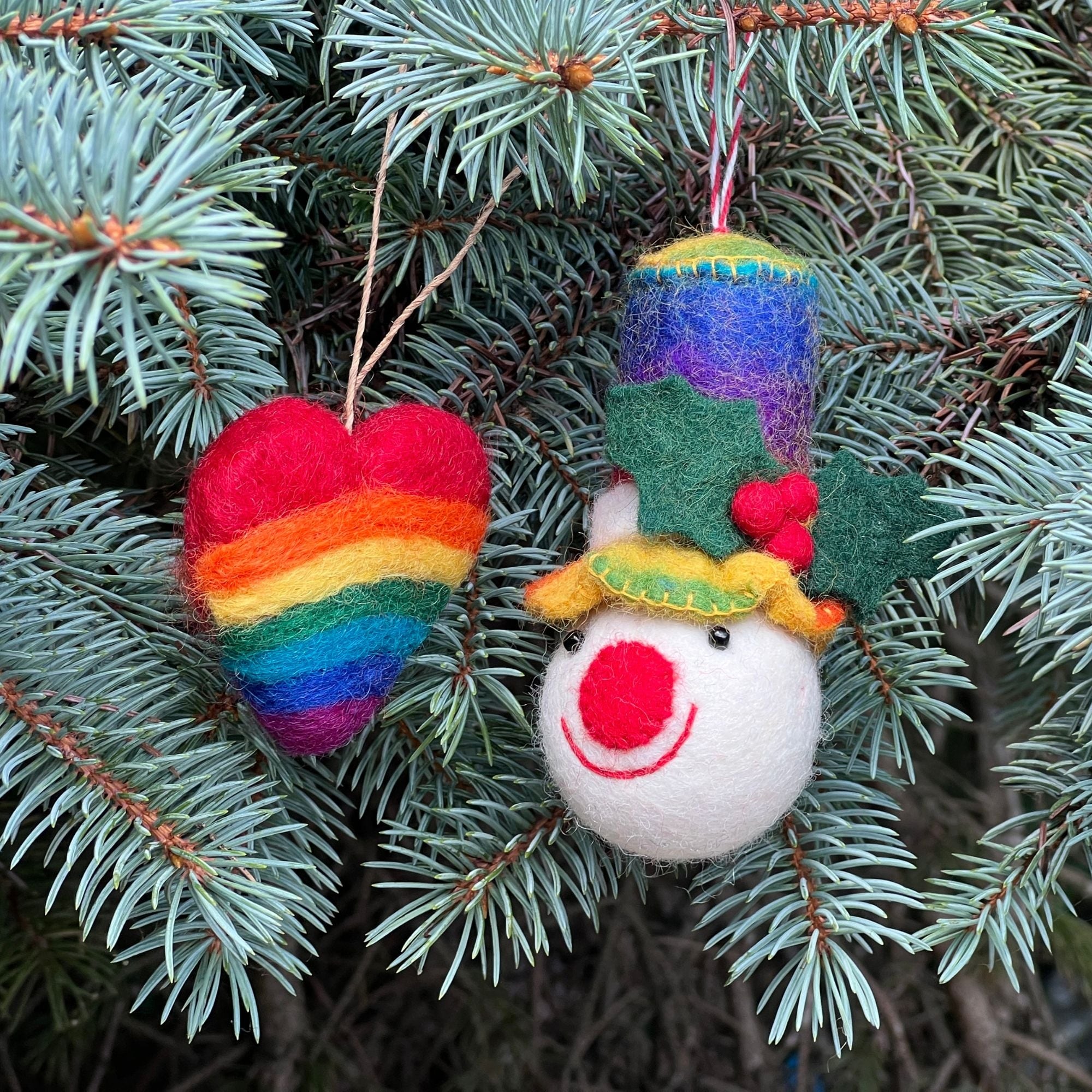  Handmade Felt Hearts, Christmas Tree Ornaments