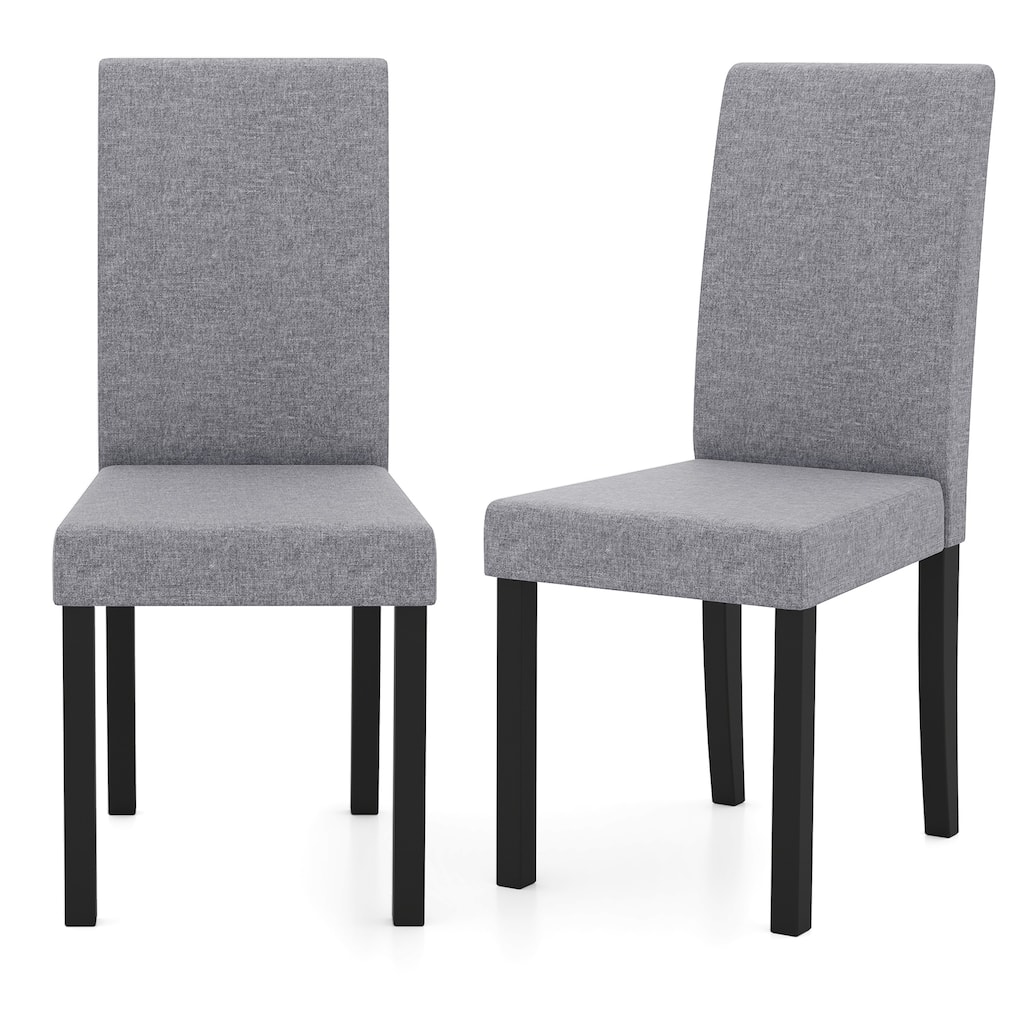 Gymax Dining Chair Set of 2 Fabric Upholstered Rubber Wood Legs Side