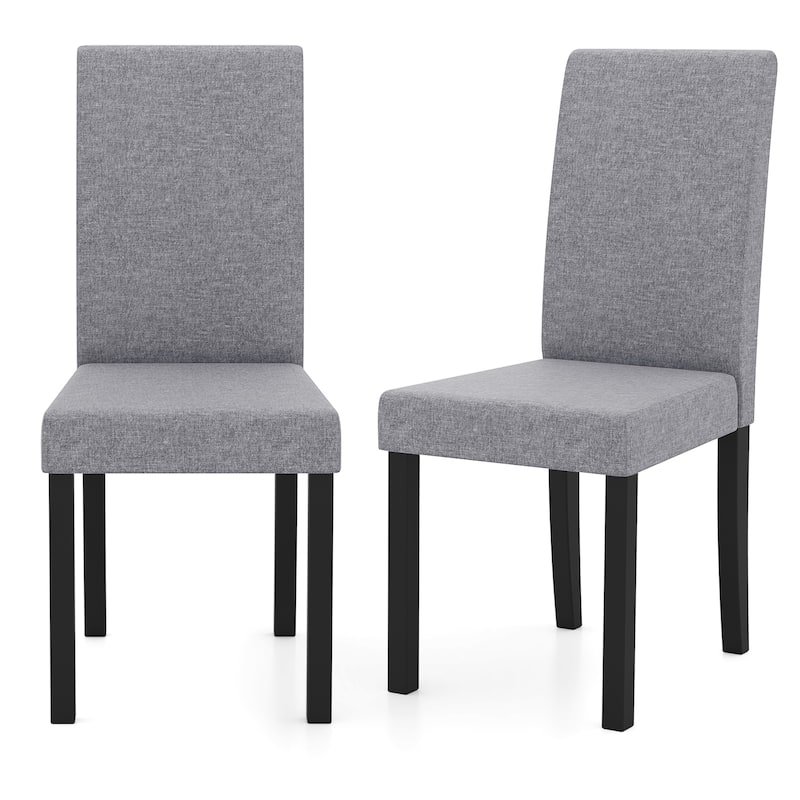 Gymax Dining Chair Set of 4 Fabric Upholstered Rubber Wood Legs Side