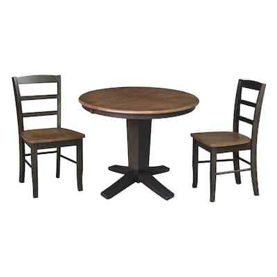 36 in Round Extension Dining Table with 12 in Leaf and Dining Chairs