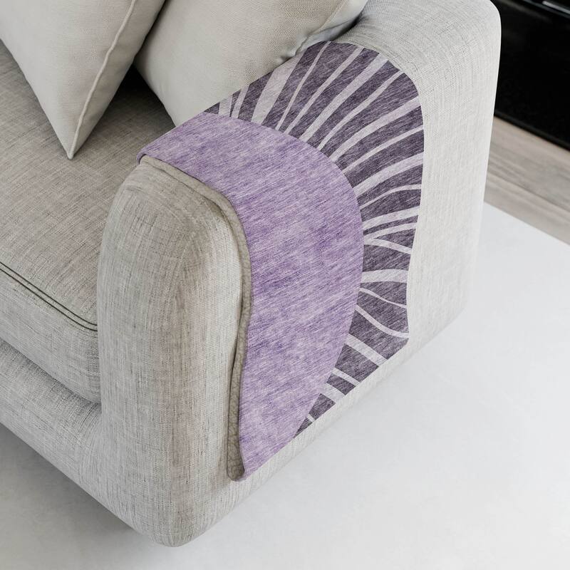 Premium Machine Washable Modern Sun Sherpa Throw Blanket - Purple - 4'2" x 5'10"