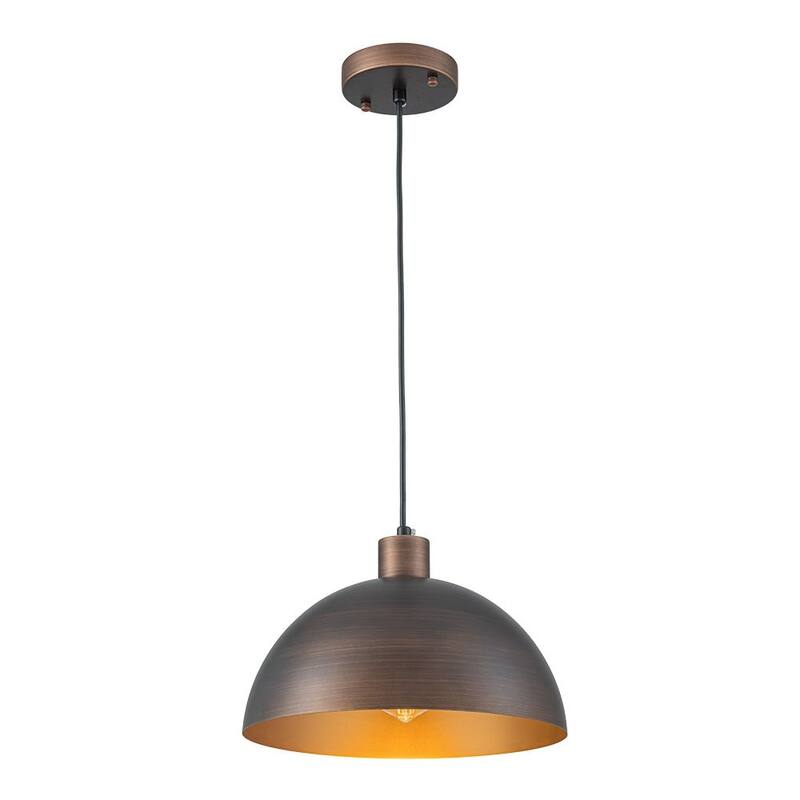 Hand-Crafted Antique Bronze Metal Dome Kitchen Pendant Light - 11.8 Inches