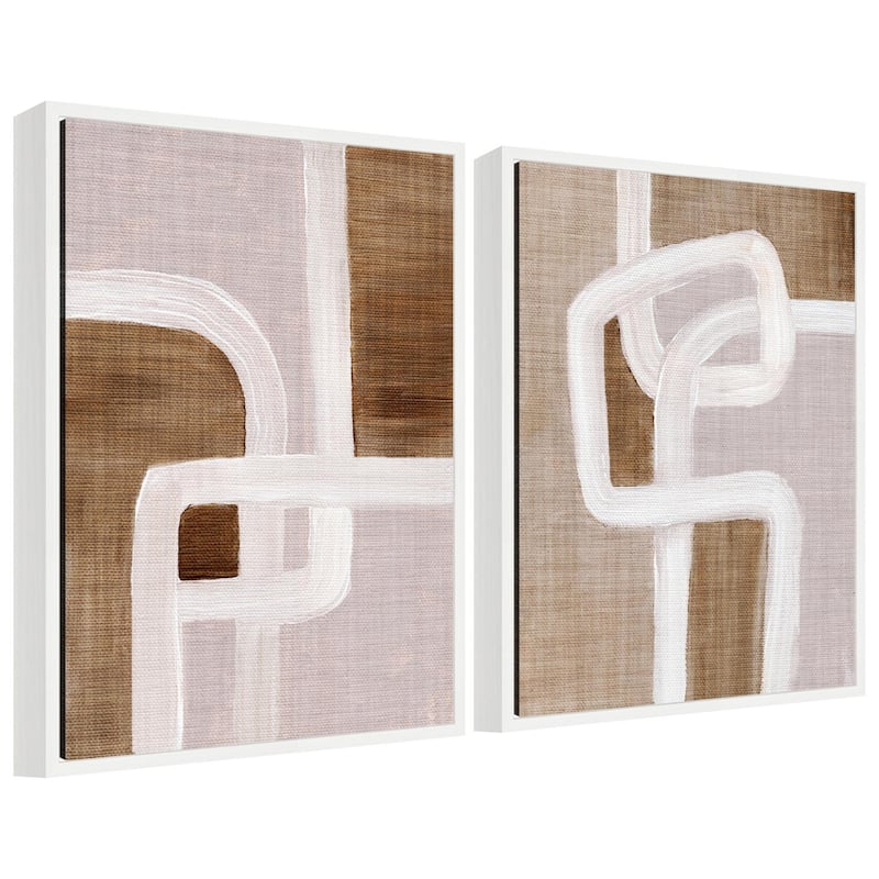 Kate and Laurel Sylvie Rhythmic Lines I and II Framed Canvas Art Set by Nikita Jariwala - 2 Piece Set 18x24 - White