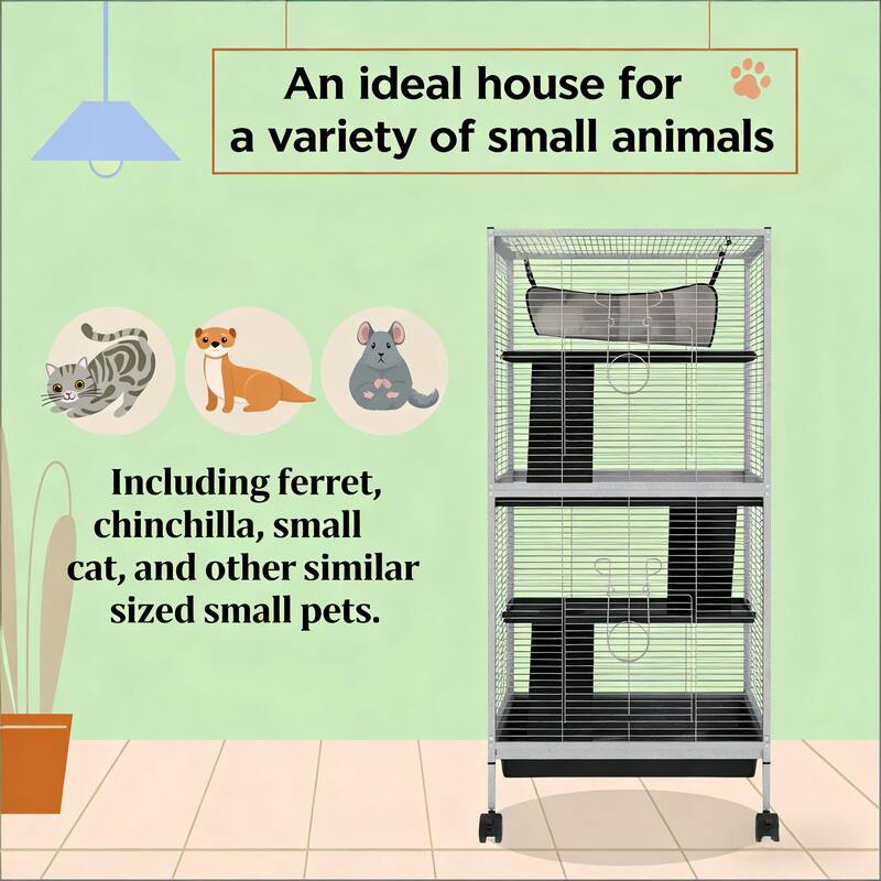 Spacious Pet House,Rolling Small Animal Hutch Cage,Small Pet Hutch