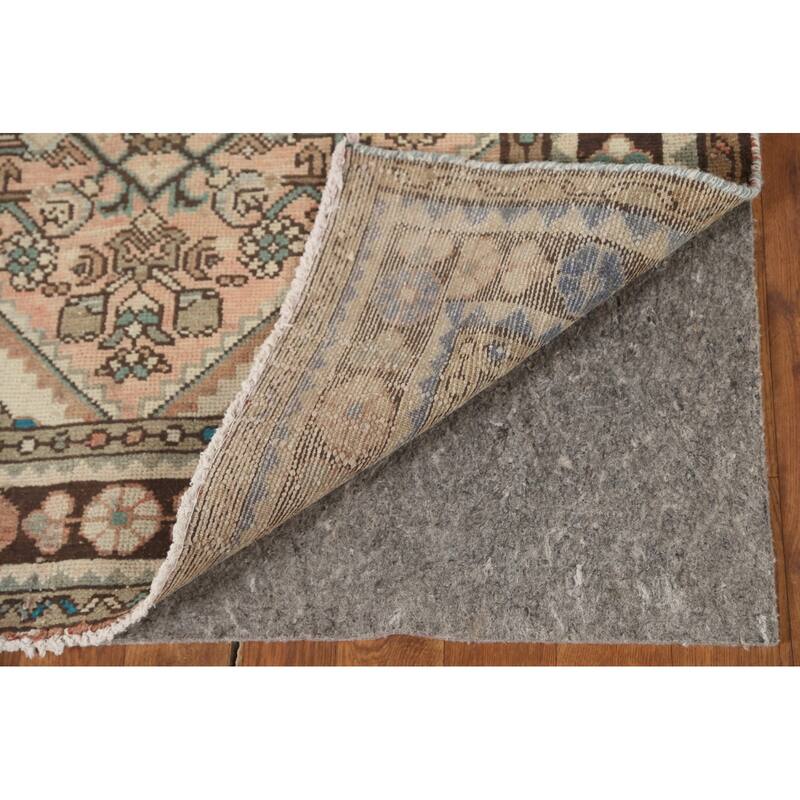 Hamedan Persian Vintage Runner Rug Hand-Knotted Wool Carpet - 3'5" x 9'11"